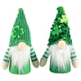 thumbnail image 1 of Baywell St. Patrick's Day Light Up Gnome Ornament 2 PackLED Faceless Doll Decorations Green Clover Gnome Doll Ornaments for St. Patrick's Day, 1 of 7