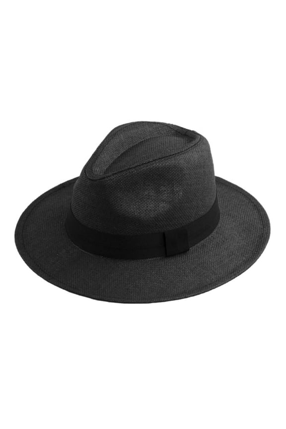 Straw Hats for Men Sun Hats - Outdoor Summer Beach and Golf Hats - Florence Fedora Black