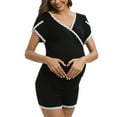 thumbnail image 1 of Baywell Womens Maternity Pajamas Set Nursing Pjs for Breastfeeding, Modal Short Sleeve V Neck Breastfeeding Sleepwear Top Shorts with Lace Trim, Summer Soft Plus Size Pregnancy Pjs Set with Pockets, 1 of 8