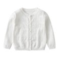 thumbnail image 1 of Baywell Toddler Baby Girls Long Sleeve Cardigan Sweater Hollow Button Down Knit Shirt Crew Neck Knit Sweater Cardigan for Little Girls 2-3 yC-White, 1 of 8