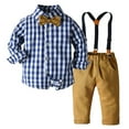 thumbnail image 1 of Baywell Toddler Boy Clothes Gentleman Suit Set Dress Buffalo Plaid Shirt + Bow Tie + Suspender Pants, 1 of 9