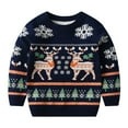 thumbnail image 1 of Baywell Toddler Boy Girl Christmas  Knit Pullover Sweater Tops Long Sleeve Round Neck Sweater Reindeer Elk Dinosaur Sweatshirts Tops For Kids Girls And Boys 3-8 Years, 1 of 8