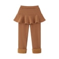 thumbnail image 1 of Baywell Toddler Girls Footless Leggings with Ruffle Tutu Skirt Fleece Lined Warm Thick Pantskirt Pants Tights Coffee 140cm/4.6ft, 1 of 9