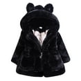 thumbnail image 1 of Baywell Toddler Girls Winter Fleece Coat Kids Hooded Faux Fur Jacket Baby Warm Outwear Black 2-3T, 1 of 5