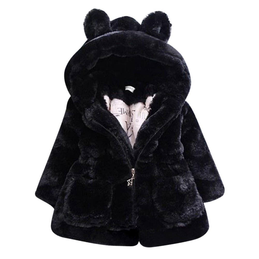 Babyhug Fur Knit Full Sleeves Hooded Winter Fur Jacket With Ear Applique - Yellow