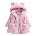thumbnail image 1 of Baywell Toddler Girls Winter Fleece Coat Kids Hooded Fur Jacket Baby Warm Outwear Pink 3-4T, 1 of 8