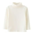 thumbnail image 1 of Baywell Unisex Kids Soft Cotton with Spandex Pullover Long Sleeve T-Shirt Turtleneck Tees for Girls or Boys White 36-48 Months, 1 of 3