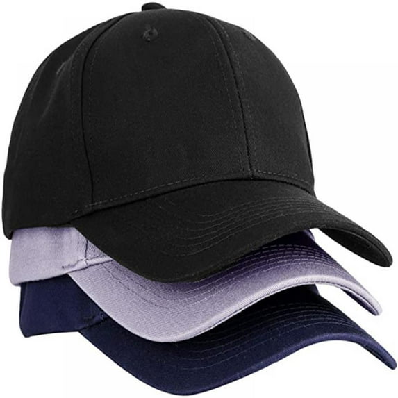 Baywell Washed Plain Baseball Cap, Retro Adjustable Dad Hats Gift for Men/Women,Unstructured/Cotton, Black+Gray+Dark Blue