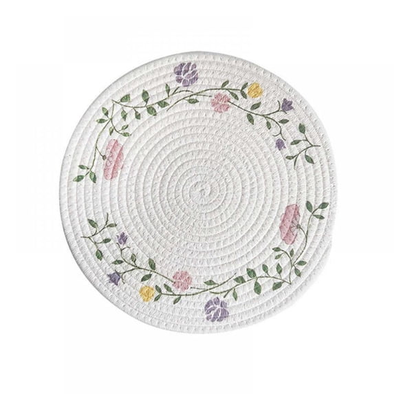 Baywell Weave Mat Round Hot Pads for Kitchen Thread Potholders for Hot Dishes/Pot/Bowl/Teapot/Hot Pot, 1pack, 12 Inches