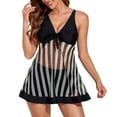 thumbnail image 1 of Baywell Women Deep V Neck Tankini Swimsuits 2Pcs Suits Summer Bikini Swimwear Floral Gauze Dress, 1 of 7