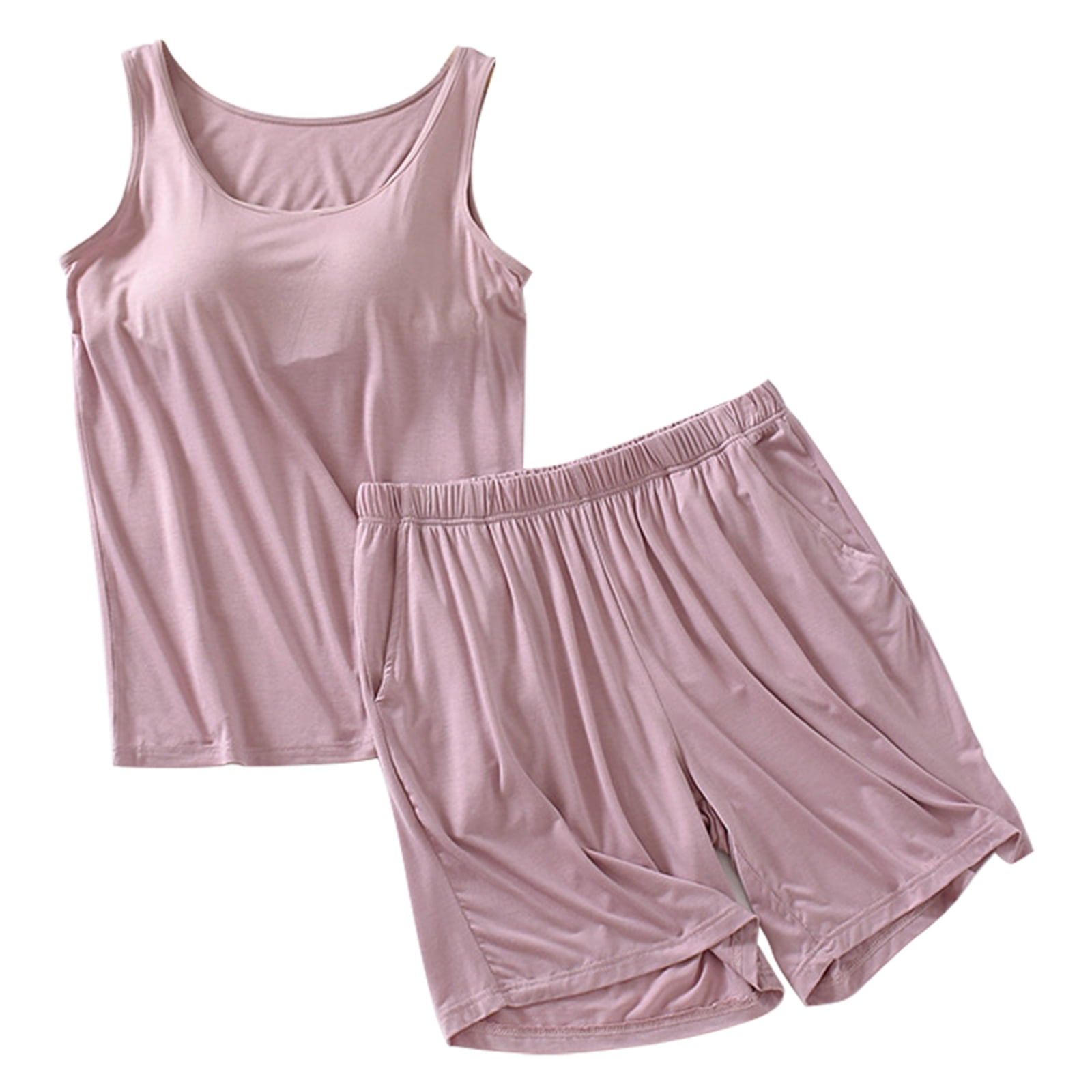 Baywell Women Girls Modal Cami Pajamas Set Sleeveless Sleepwear