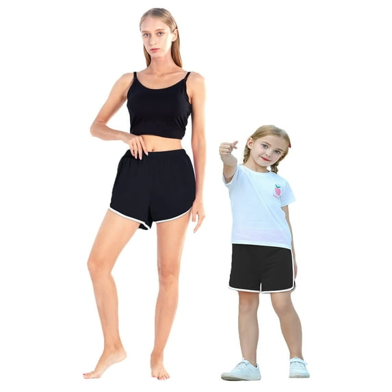Baywell Women Girls Sports Shorts Summer Yoga Dance Pants Breathable Workout Running Shorts Matching Shorts for Mother and Daughter