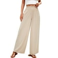 thumbnail image 1 of Baywell Women Pants Casual Loose Solid Color Beach Pants,Elastic High Waist Wide Leg Yoga Leisure Trousers with Pockets, 1 of 6