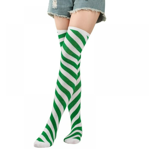 Baywell Women Striped Over Knee Socks Thigh High Stockings for Halloween Christmas