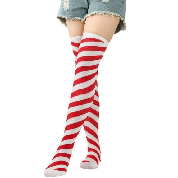 Baywell Women Striped Over Knee Socks Thigh High Stockings for Halloween Christmas