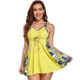 thumbnail image 1 of Baywell Women Two Piece Swimsuit,Tankini Bathing Suit Tummy Control Swim Dress, V Neck Tie Front Padded Swimsuits with Boyshorts, 1 of 7
