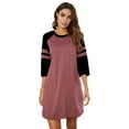 thumbnail image 1 of Baywell Women's 3/4 Sleeve Nightgown Sleepwear Color Block Crewneck Nightshirt Above Knee-Length Nightdress Soft Comfy Tee Sleepshirt Loungewear, S-3XL, 1 of 6
