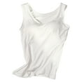 thumbnail image 1 of Baywell Women's Camisole with Built in Bra Wide Shoulder Strap Cami Tank Top Padded Bra Undershirt Basic Cami Tanks Sleeveless Summer Crop Tops for Workout Sleeping Traveling, M-2XL, 1 of 7