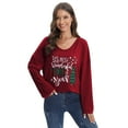 thumbnail image 1 of Baywell Women's Christmas Graphic Printed Tops Long Sleeve U Neck T-shirt Loose Casual Blouse, S-2XL, 1 of 7