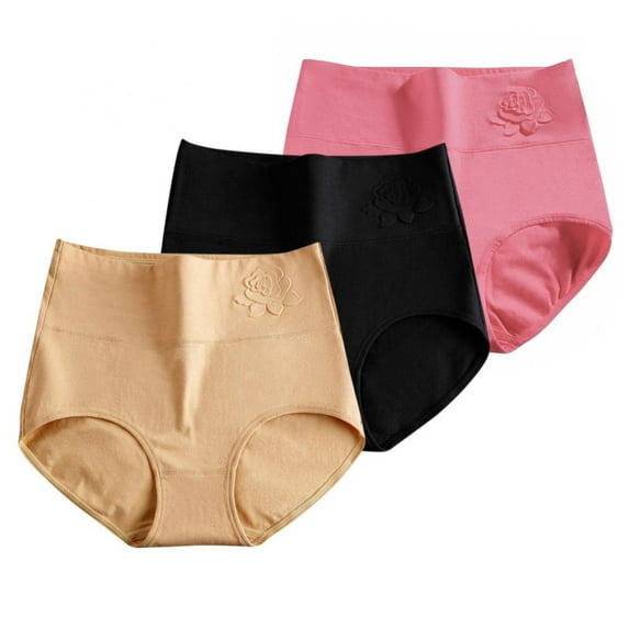 Baywell Women's Cotton Underwear Briefs High Waist Panties Full Coverage Soft Breathable Panties 3 Pack