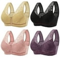 thumbnail image 1 of Baywell Women's Front Closure Bras Racerback Wireless Plus Size Full Coverage Lace Bra 4 Pack 36/80-52/120, 1 of 13