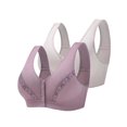 thumbnail image 1 of Baywell Women's Front Closure Cotton Bra Button Snap Closure Comfort Wireless Pure Bras Full Coverage Wirefree Push Up Bralettes 2 Packs 46/105BC, 1 of 7