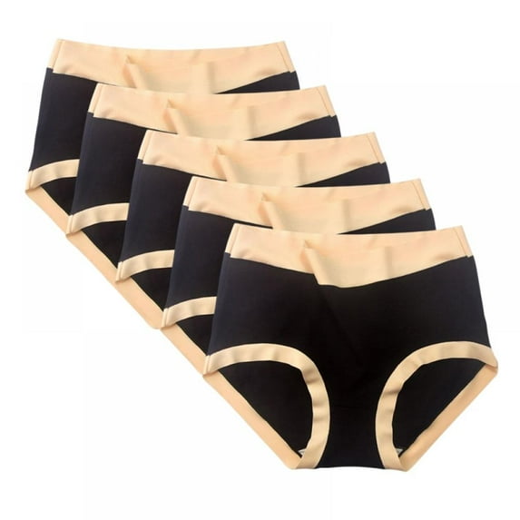 Baywell Women's High Waist Panties Plus Size Cotton Crotch Triangle Underpants 5 Pieces 176-220lbs