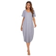thumbnail image 1 of Baywell Women's Long Nightgown Sleepwear with Pockets Short Sleeve V Neck Nightdress Full Length Sleepshirt Loose Casual Nightshirt Soft Cozy House Lounge Dress S-3XL, 1 of 7