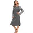 thumbnail image 1 of Baywell Women's Long Nightgowns Raglan Long Sleeve Crewneck Nightshirt Lounge Dress Oversized Sleepwear Full Length Pajamas Dress Ultra-Soft Nightdress S-3XL, 1 of 8