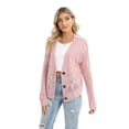 thumbnail image 1 of Baywell Women's Long Sleeve Button Front V Neck Soft Knit Cardigan Sweaters Pink S-2XL, 1 of 8