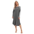 thumbnail image 1 of Baywell Women's Long Sleeve Long Nightgown Color Block Raglan Sleeve Sleepwear Crew Neck Loungewear Full Length Nightshirt Loose Casual Sleep Dress S-3XL, 1 of 8