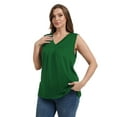 thumbnail image 1 of Baywell Women's Plus Size V-neck Sleeveless Blouses Pleated Tank Tops Casual Solid /Floral Printed Summer Sleeveless Shirts XL-5XL, 1 of 8