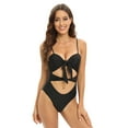 thumbnail image 1 of Baywell Women's Sexy Cutout One Piece Swimsuit Tie Front Tummy Control Bathing Suits Front Tie Knot Bathing Suit Black S-XL, 1 of 8