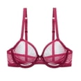 thumbnail image 1 of Baywell Women's Sexy Lace Push Up Plus Size Bra Sheer Balconette Underwire Unlined Red 75B-95D, 1 of 7