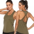 thumbnail image 1 of Baywell Women's Sports Vest Solid Color Loose Sexy Cutout Ladies Tank Tops Green XL, 1 of 8
