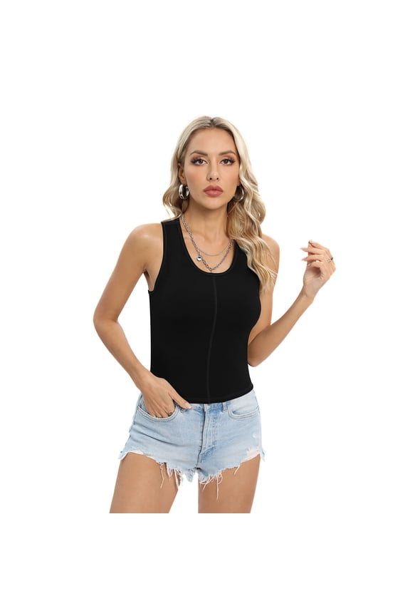 Women's U Neck Crop Top Racerback Workout Tank Tops Sleeveless Athletic Yoga Shirts Camisole Casual Tank Top No Padding, S-2XL