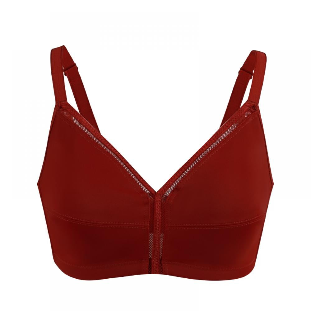 Baywell Women's Ultra-thin Oversized Bra Sexy Lingerie Women's Big Breasts  Appear Small Micro Gathered Underwear Red 75C/US 34C 