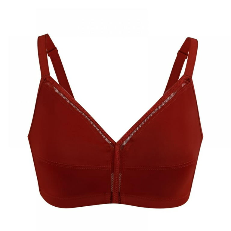 Baywell Women's Ultra-thin Oversized Bra Sexy Lingerie Women's Big Breasts  Appear Small Micro Gathered Underwear Red 80B/US 36B 