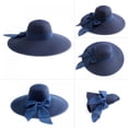 thumbnail image 1 of Baywell Womens Big Bowknot Straw Hat Large Floppy Foldable Roll up Beach Cap Sun Hat Summer UV Protection Beach Cap Dark Blue, 1 of 5