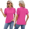 thumbnail image 1 of Baywell Womens Fashion Tops Crewneck Sexy Patchwork Lace Short Sleeve Tee Shirts Casual Knitted Blouses S-2XL, 1 of 9
