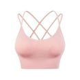 thumbnail image 1 of Baywell Womens Padded Sports Bra Cross Back Bra Workout Strappy Bra Seamless Comfortable Yoga Bra Pink 32/70ABD-42/95AB, 1 of 4