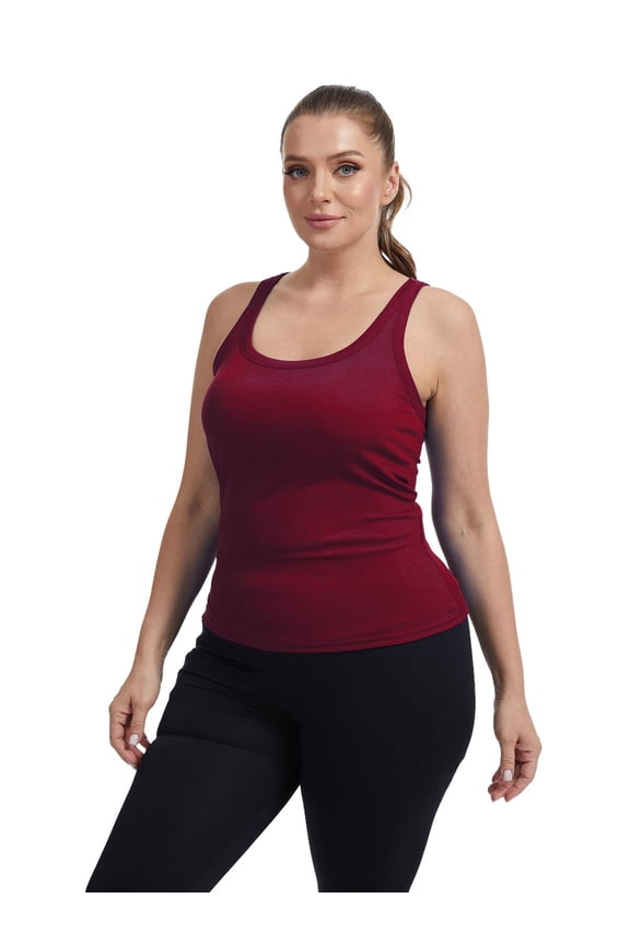 Womens Plus Size Tank Tops with Padded Bra High Strechy Sleeveless Camisole Tops Ribbed Sports Vest XL-5XL