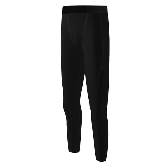 Baywell Youth Boys' Compression Leggings Tights Athletic Pants for Basketball Quick Dry Sports Base Layer with Pockets for Running Hockey Football Black 12-13Y