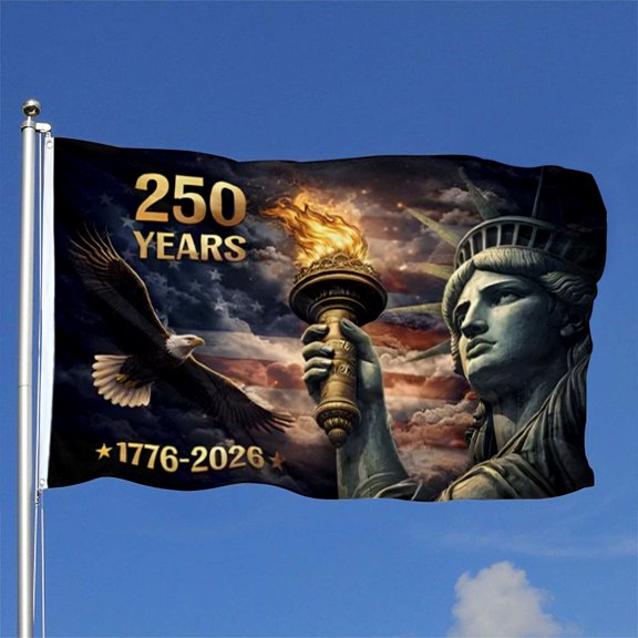 Bayyon 250 Years 1776-2026 Statue of Liberty Flag Banner with Grommets 3x5Feet Man cave Decor