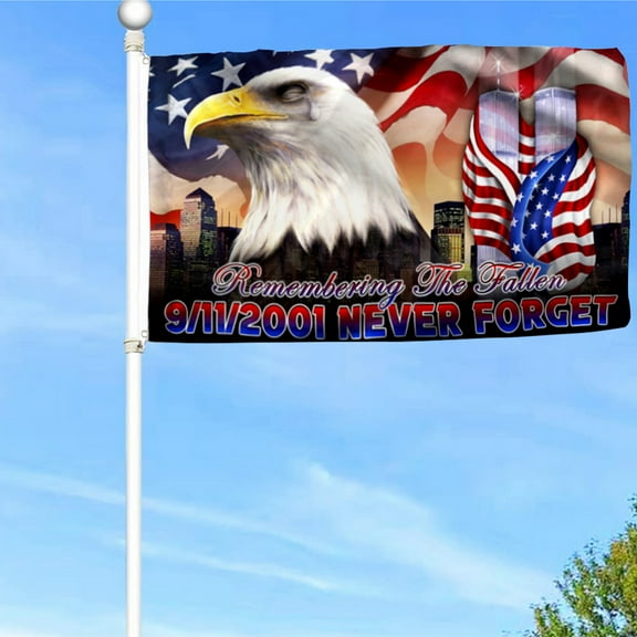 Bayyon 9.11 America Patriot Day Grommet Flag Remembering The Fallen Flag Banner with Grommets 3x5Feet Man cave Decor
