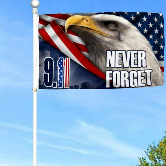 Bayyon 911 Grommet Flag Never Forget Flag Banner with Grommets 3x5Feet Man cave Decor
