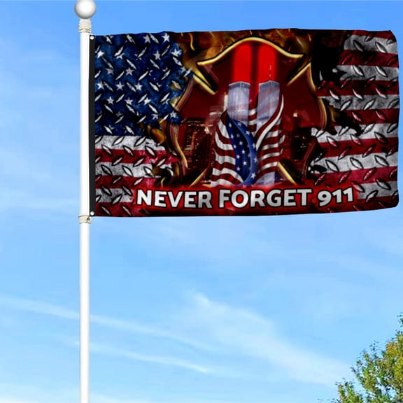 Bayyon 911 Grommet Flag Never Forget Flag Banner with Grommets 3x5Feet Man cave Decor