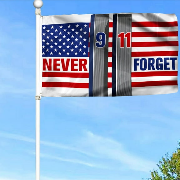 Bayyon 911 Patriot Day Grommet Flag September 11 Attacks Never Forget 911 Flag Banner with Grommets 3x5Feet Man cave Decor