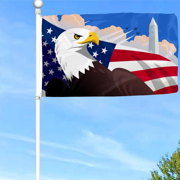 Bayyon American Bald Eagle Patriotic Flag Banner with Grommets 3x5Feet Man cave Decor