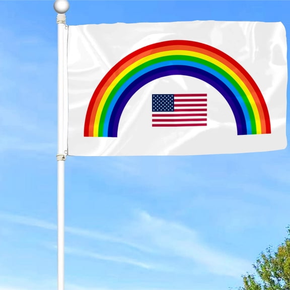 Bayyon American Pride Rainbow Flag Banner with Grommets 3x5Feet Man cave Decor